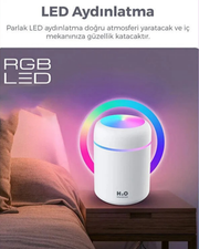Mini LED Aroma Difüzörü ve Hava Nemlendirici – 300 ml USB Buhar Makinesi