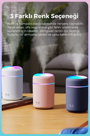 Mini LED Aroma Difüzörü ve Hava Nemlendirici – 300 ml USB Buhar Makinesi