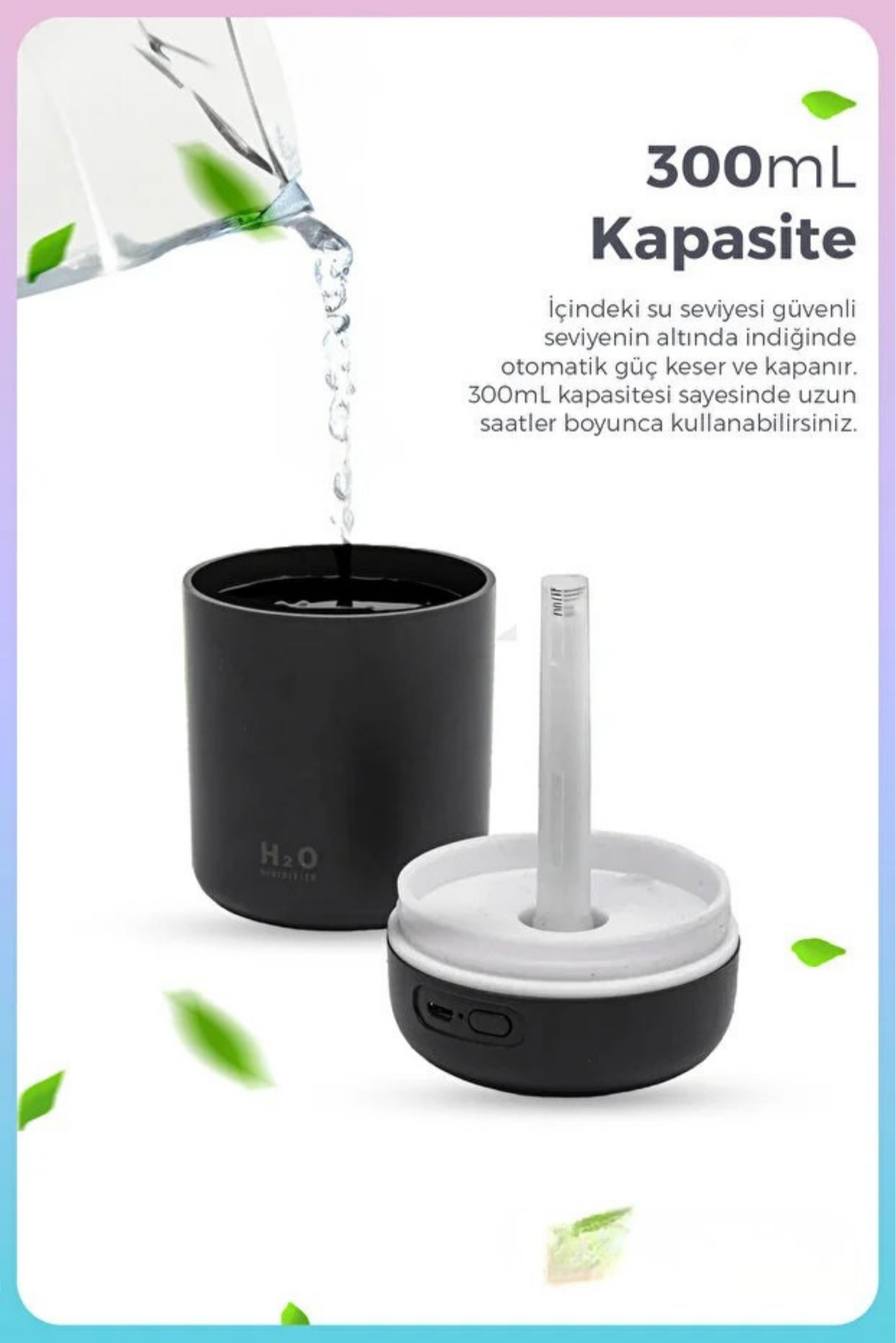 Mini LED Aroma Difüzörü ve Hava Nemlendirici – 300 ml USB Buhar Makinesi