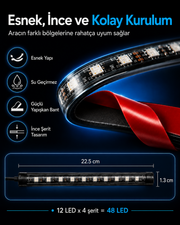Ritme Duyarlı RGB Araç İçi Ayak Altı LED – 48 LED, 8 Renk, Kumandalı